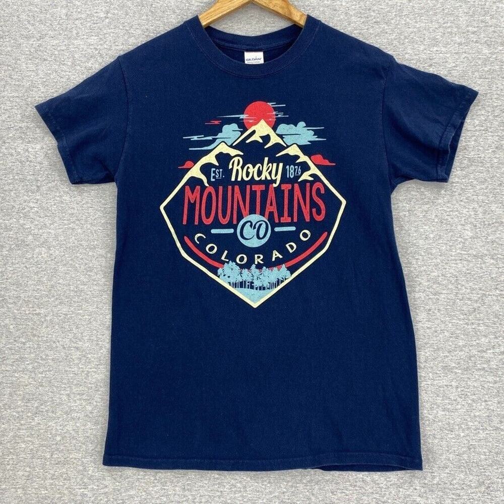 Rocky Mountain Colorado TShirt Women Small Blue Short Sleeve Outdoor Casual